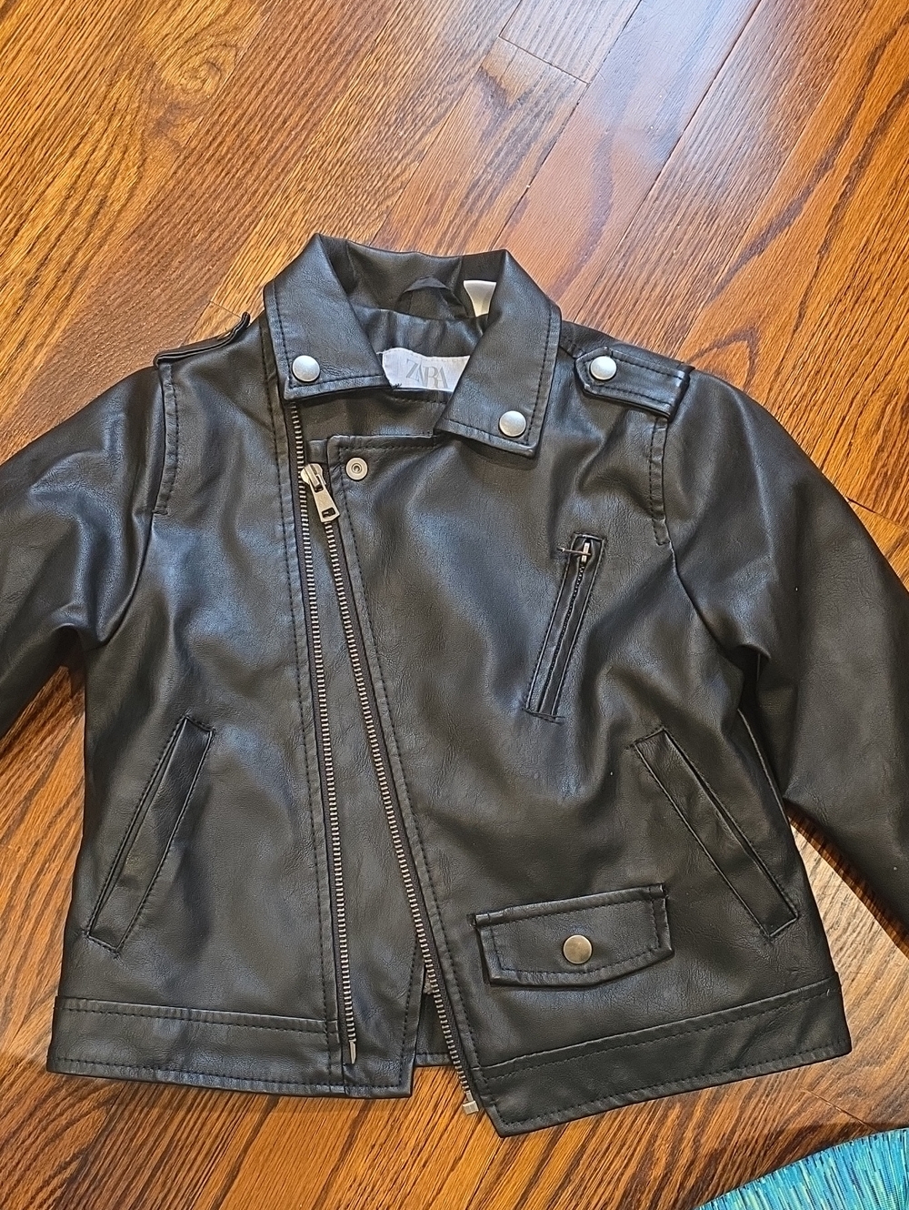 Size 3-4 Zara Kids Black Faux Leather Biker Jacket